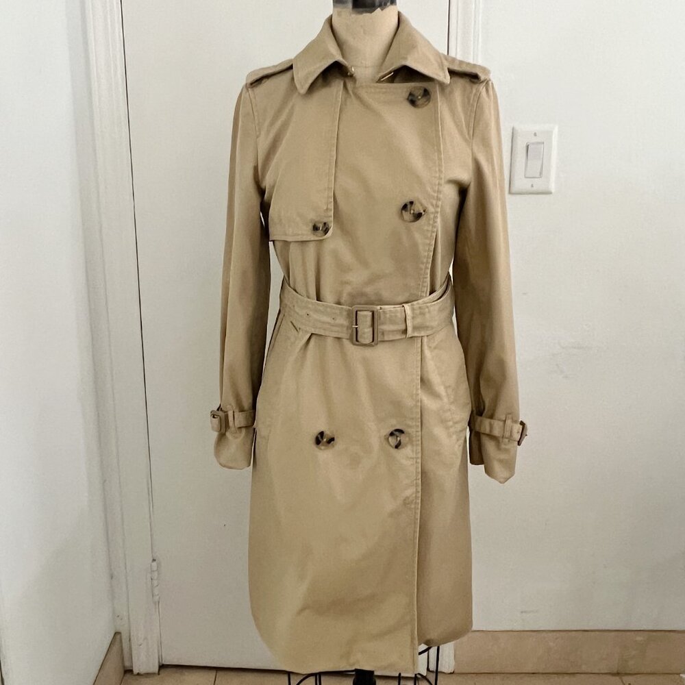 Mango Tan Classic Belted Trench Coat Size XS - Picture 5 of 8